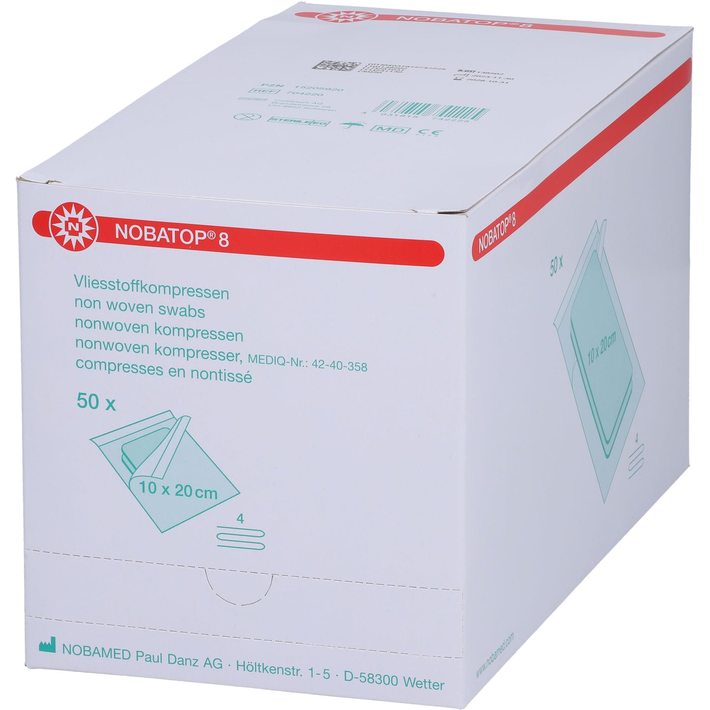 NOBATOP 8 Kompressen 10x20 cm steril 50X2 St
