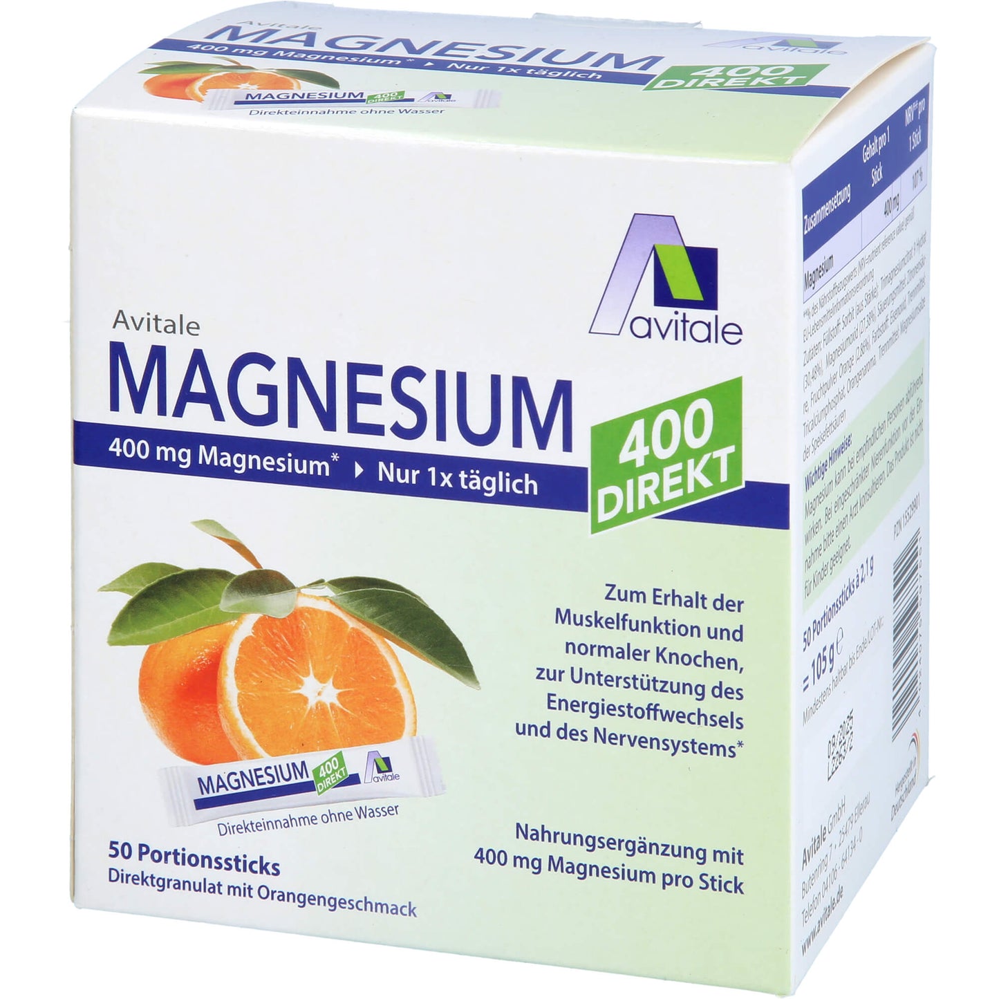 MAGNESIUM 400 direkt Orange Portionssticks 50X2.1 g