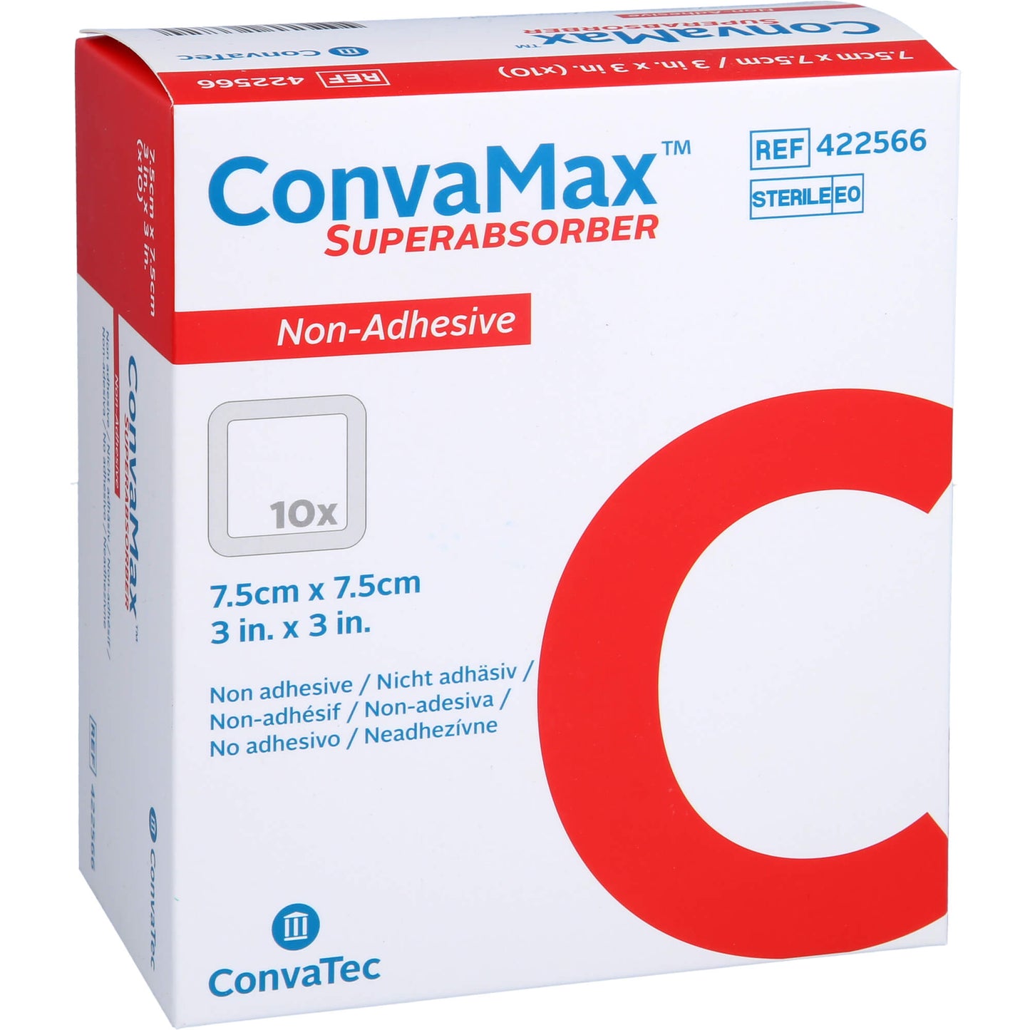 CONVAMAX Superabsorber nicht adhäsiv 7,5x7,5 cm 10 St