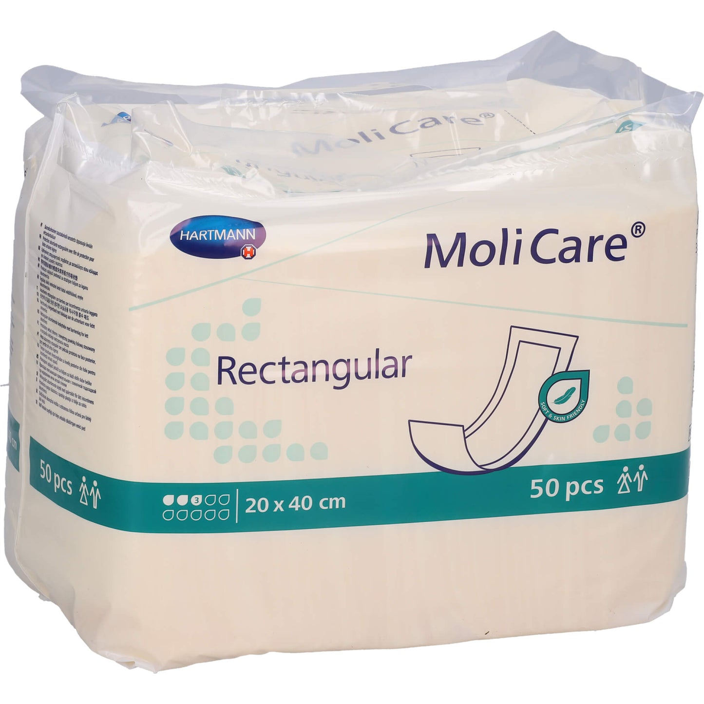 MOLICARE rectangular 3 Tropfen 20x40 cm 50 St