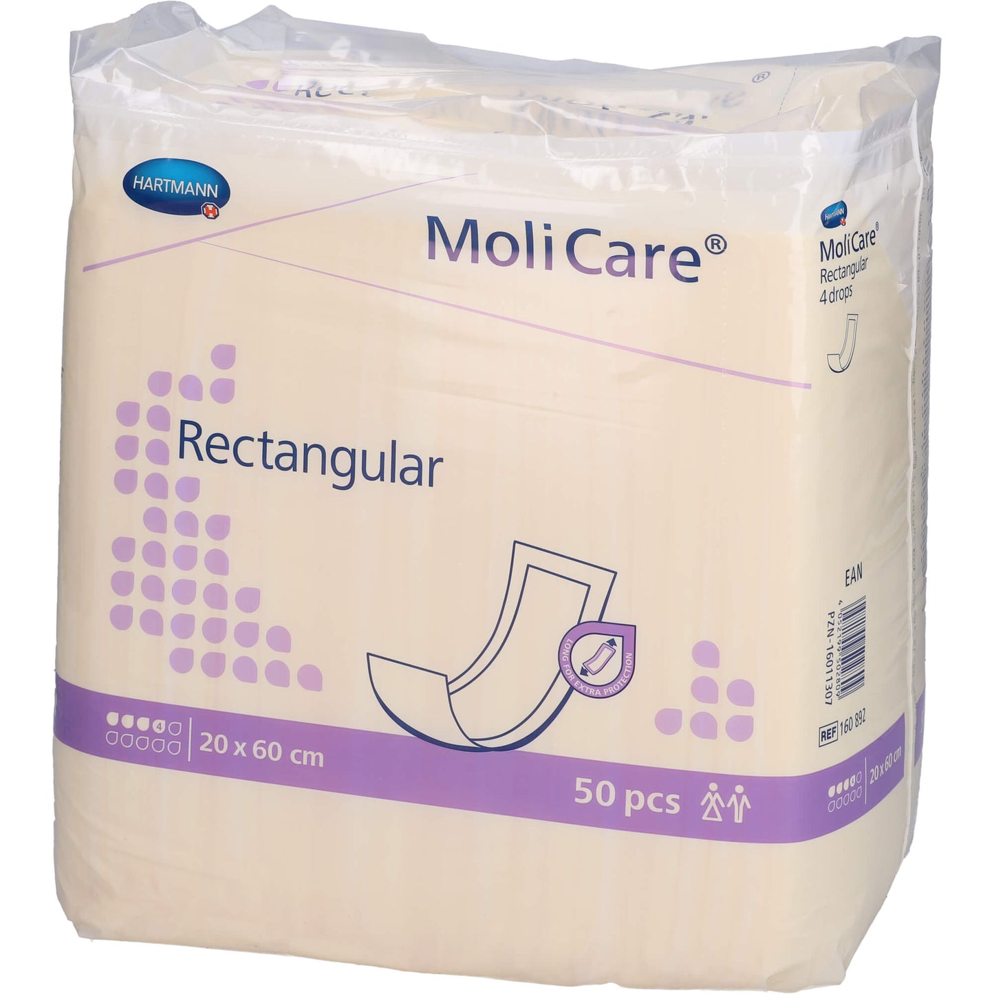 MOLICARE rectangular 4 Tropfen 20x60 cm 50 St
