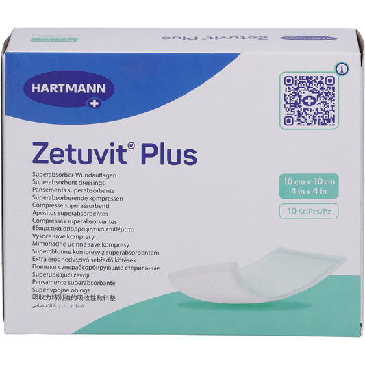 ZETUVIT Plus extrastarke Saugkompr.steril 10x10 cm 10 St