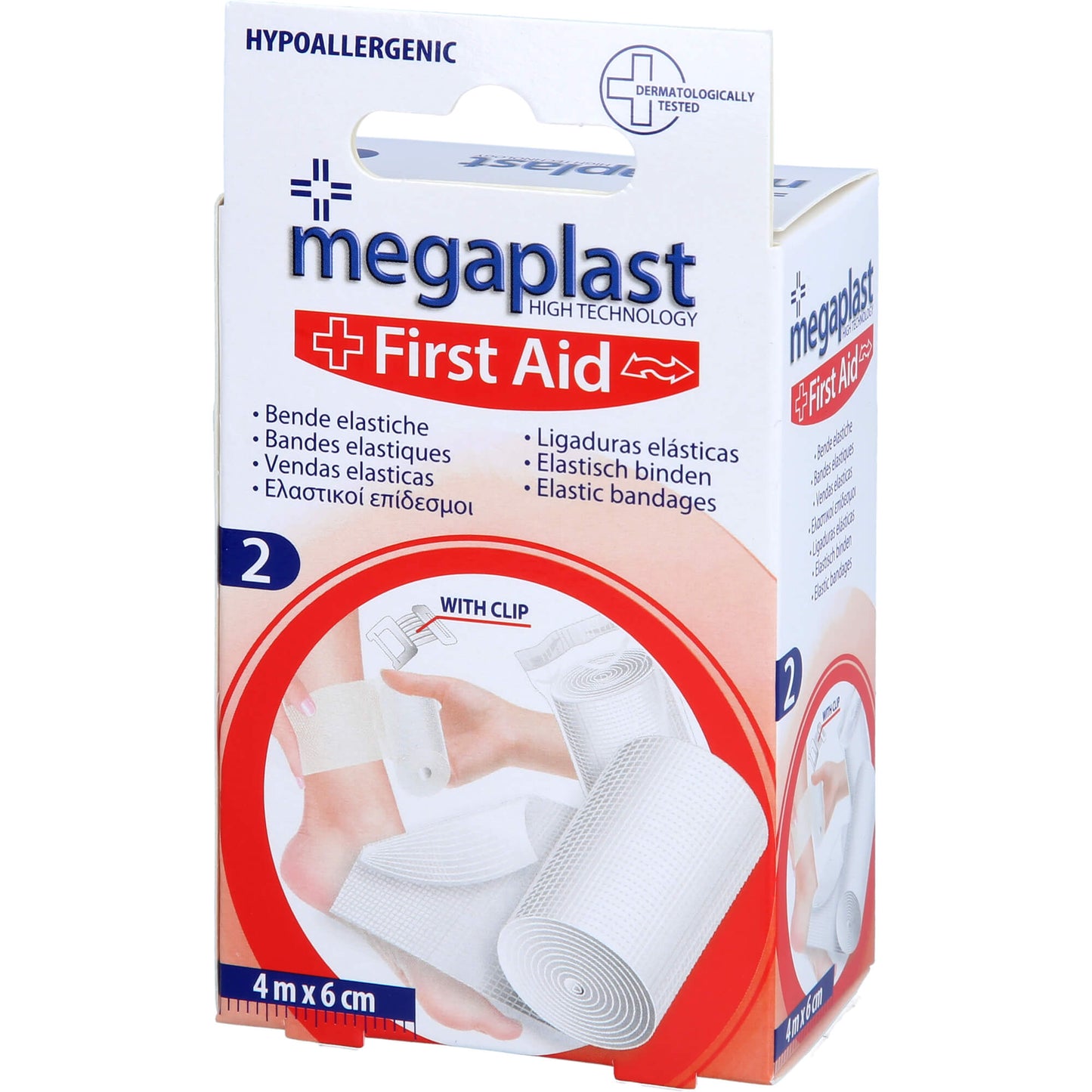 ELASTISCHE BINDE 6 cmx4 m m.Klemme megaplast 2 St