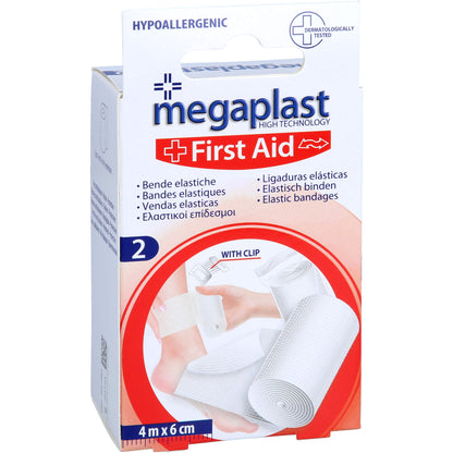 ELASTISCHE BINDE 6 cmx4 m m.Klemme megaplast 2 St