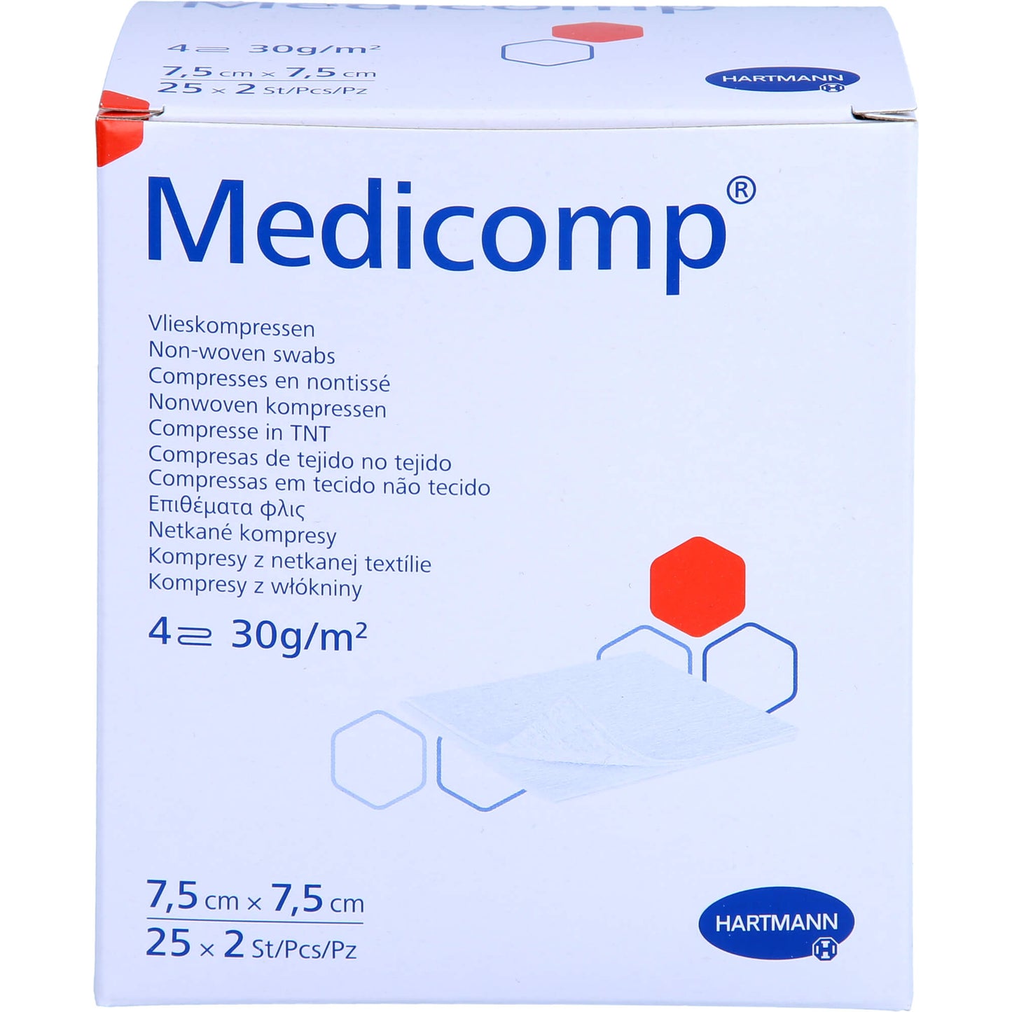 MEDICOMP Vlieskomp.steril 7,5x7,5 cm 4fach 25X2 St