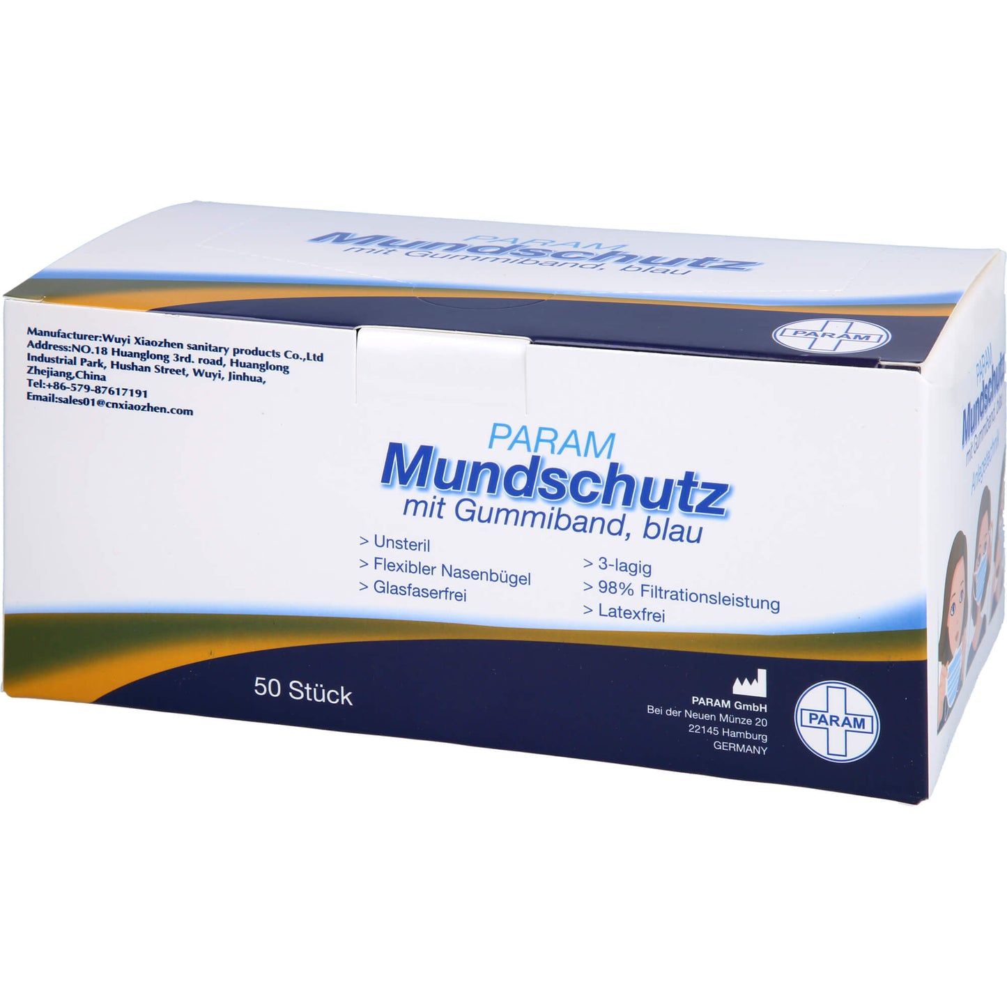 MUNDSCHUTZ 3LAGIG Einweg 50 St