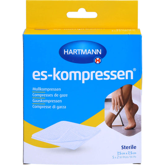 ES-KOMPRESSEN steril 7,5x7,5 cm 8fach 17fädig 5X2 St