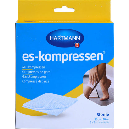 ES-KOMPRESSEN steril 10x10 cm 8fach 17fädig 5X2 St