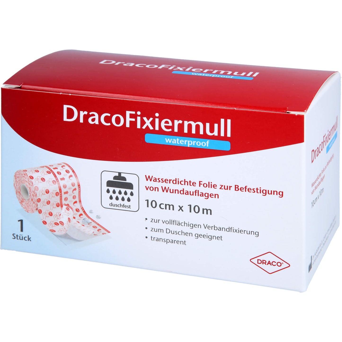 Draco Fixiermull waterproof 10cmx10m 1 ST