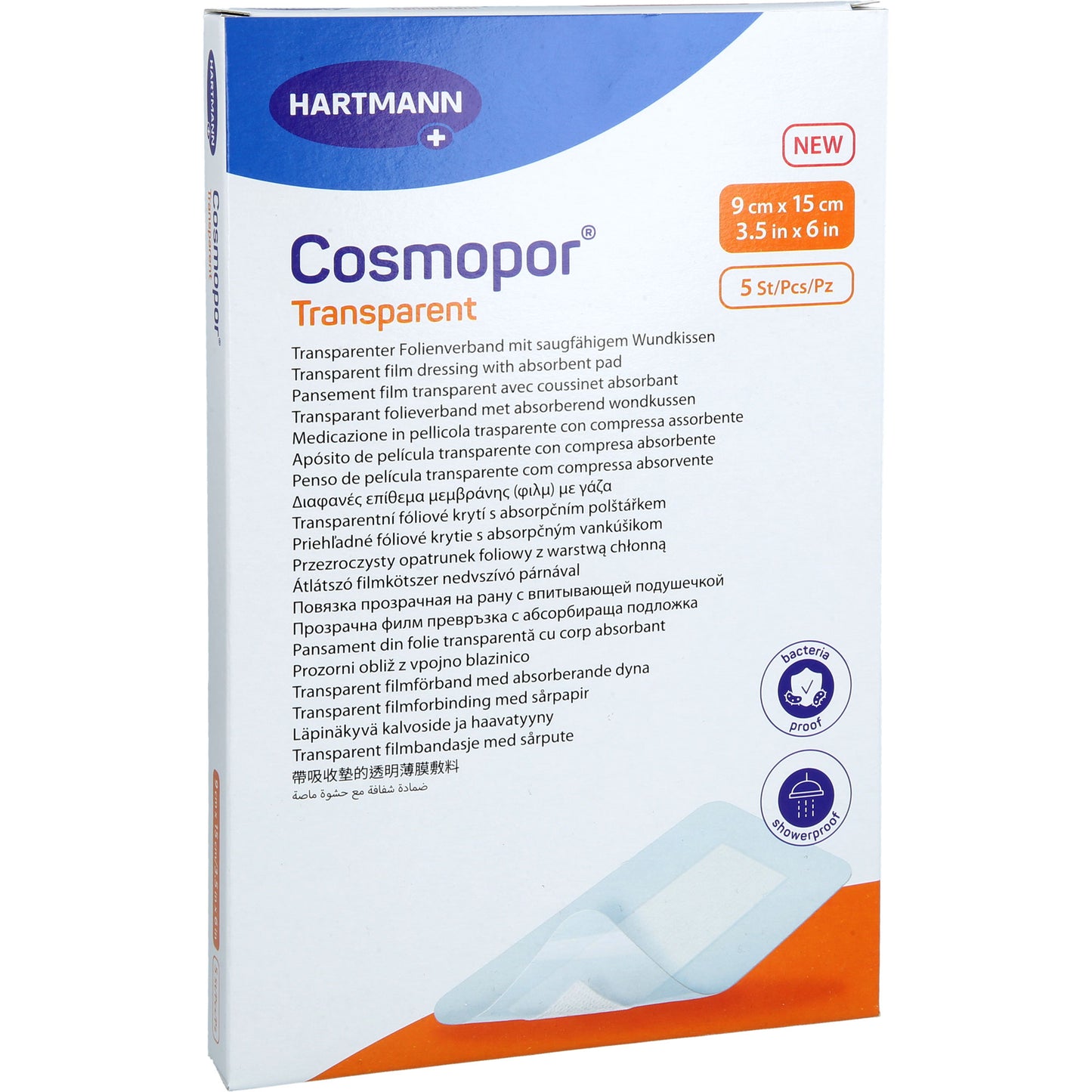 COSMOPOR transparent Folienverband 9x15 cm steril 5 St
