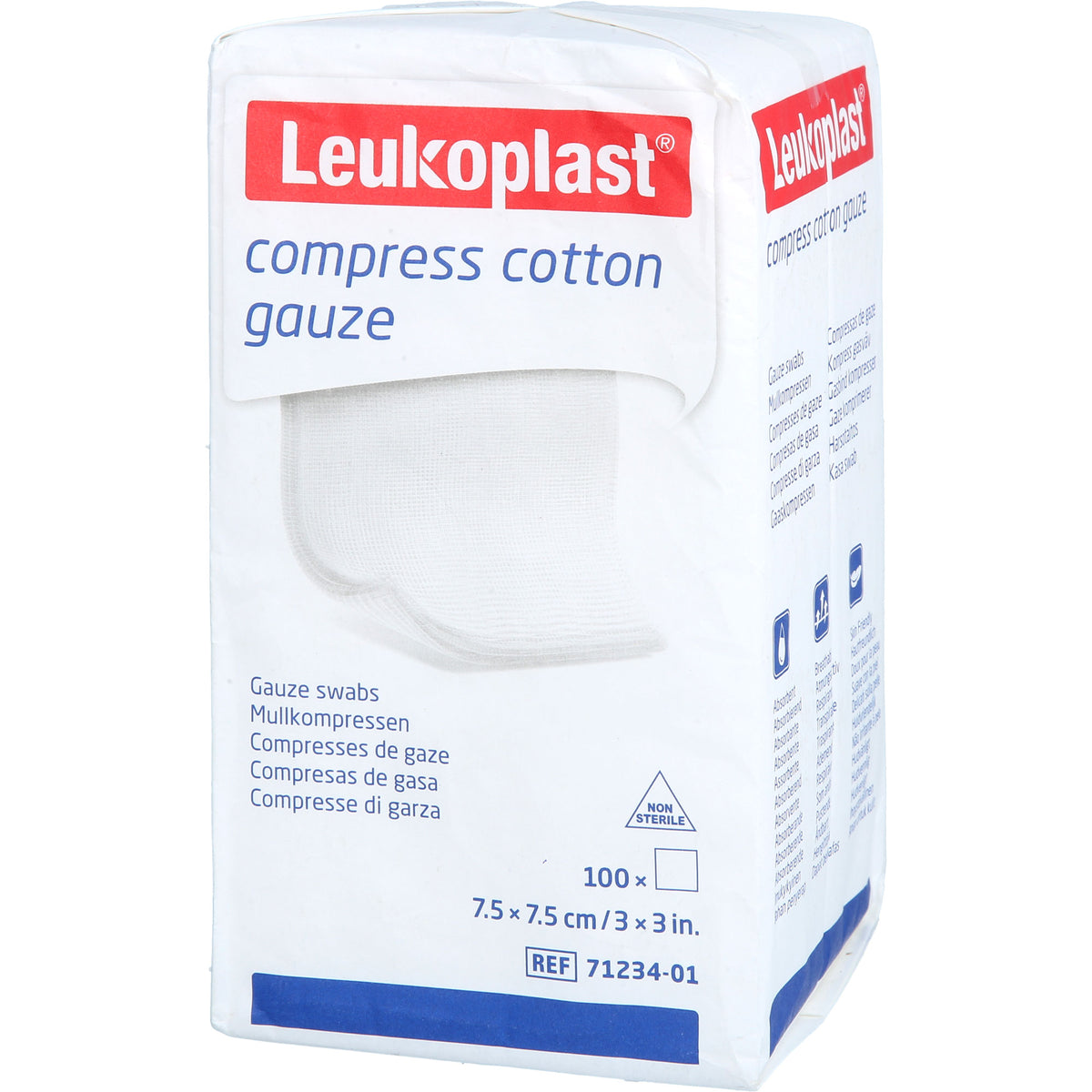 LEUKOPLAST compress Cotton Gauze 7,5x7,5cm unst.8f 100 St