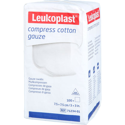 LEUKOPLAST compress Cotton Gauze 7,5x7,5cm unst.8f 100 St