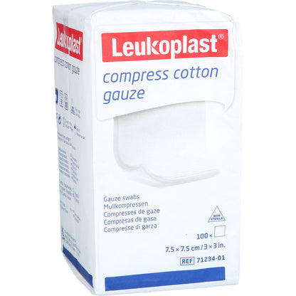 LEUKOPLAST compress Cotton Gauze 7,5x7,5cm unst.8f 100 St