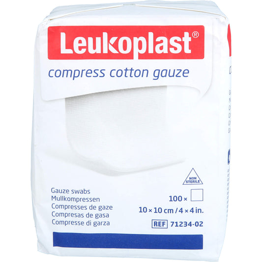 LEUKOPLAST compress Cotton Gauze 10x10cm unst.8f 100 St