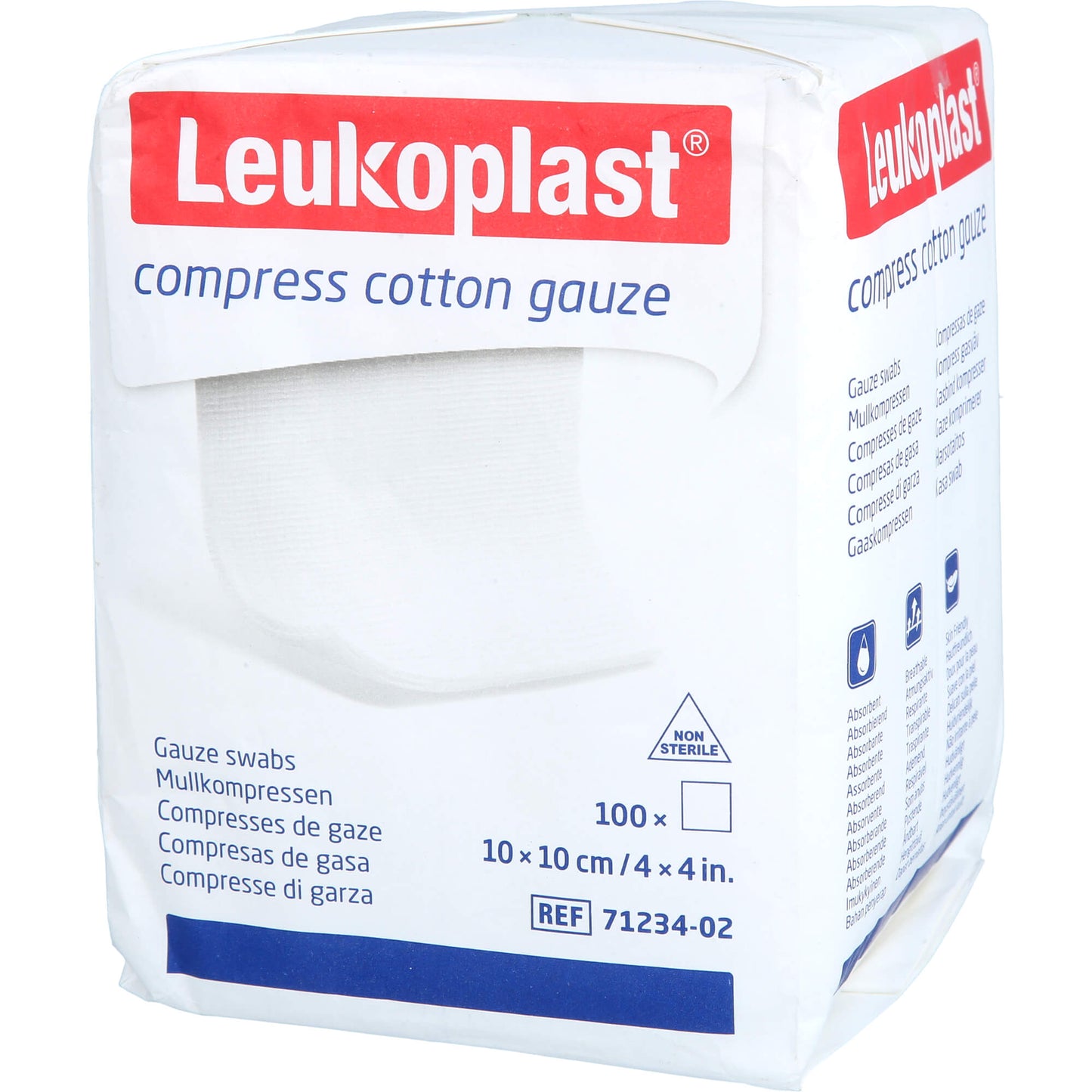 LEUKOPLAST compress Cotton Gauze 10x10cm unst.8f 100 St