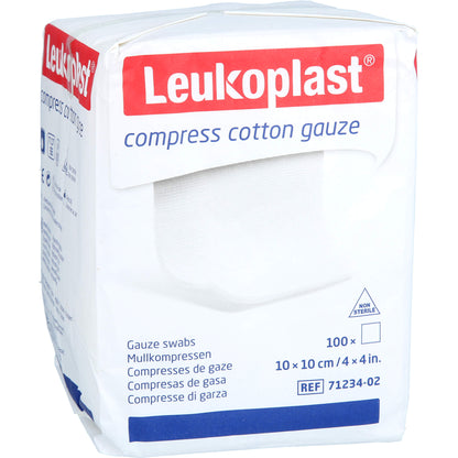 LEUKOPLAST compress Cotton Gauze 10x10cm unst.8f 100 St