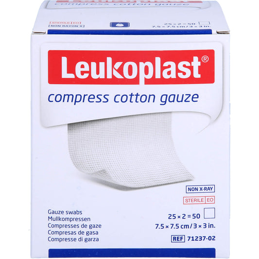 LEUKOPLAST compress Cotton Gauze 7,5x7,5cm ste.8f 25X2