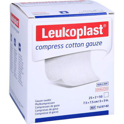 LEUKOPLAST compress Cotton Gauze 7,5x7,5cm ste.8f 25X2