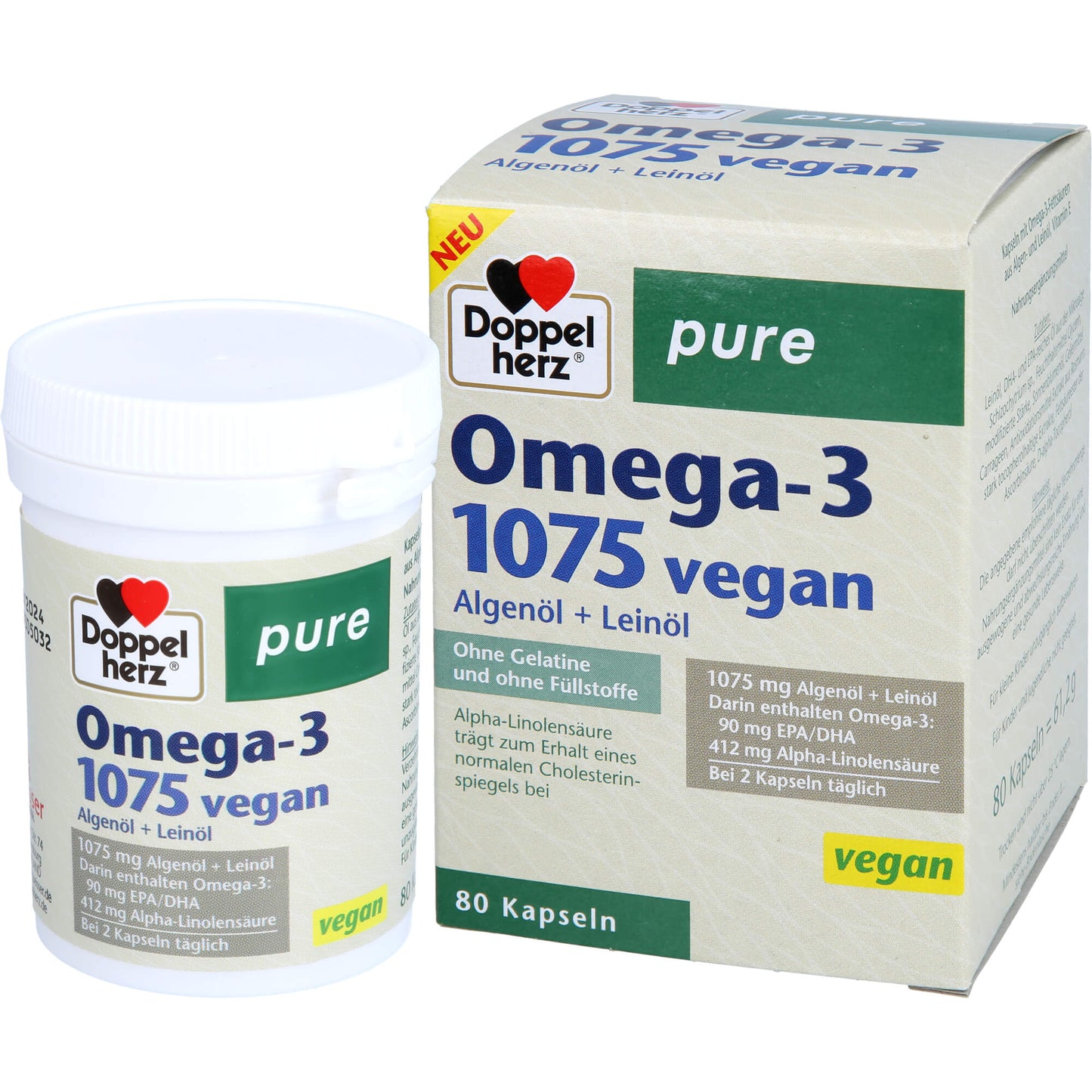 Doppelherz Omega-3 1075 vegan pure 80 ST