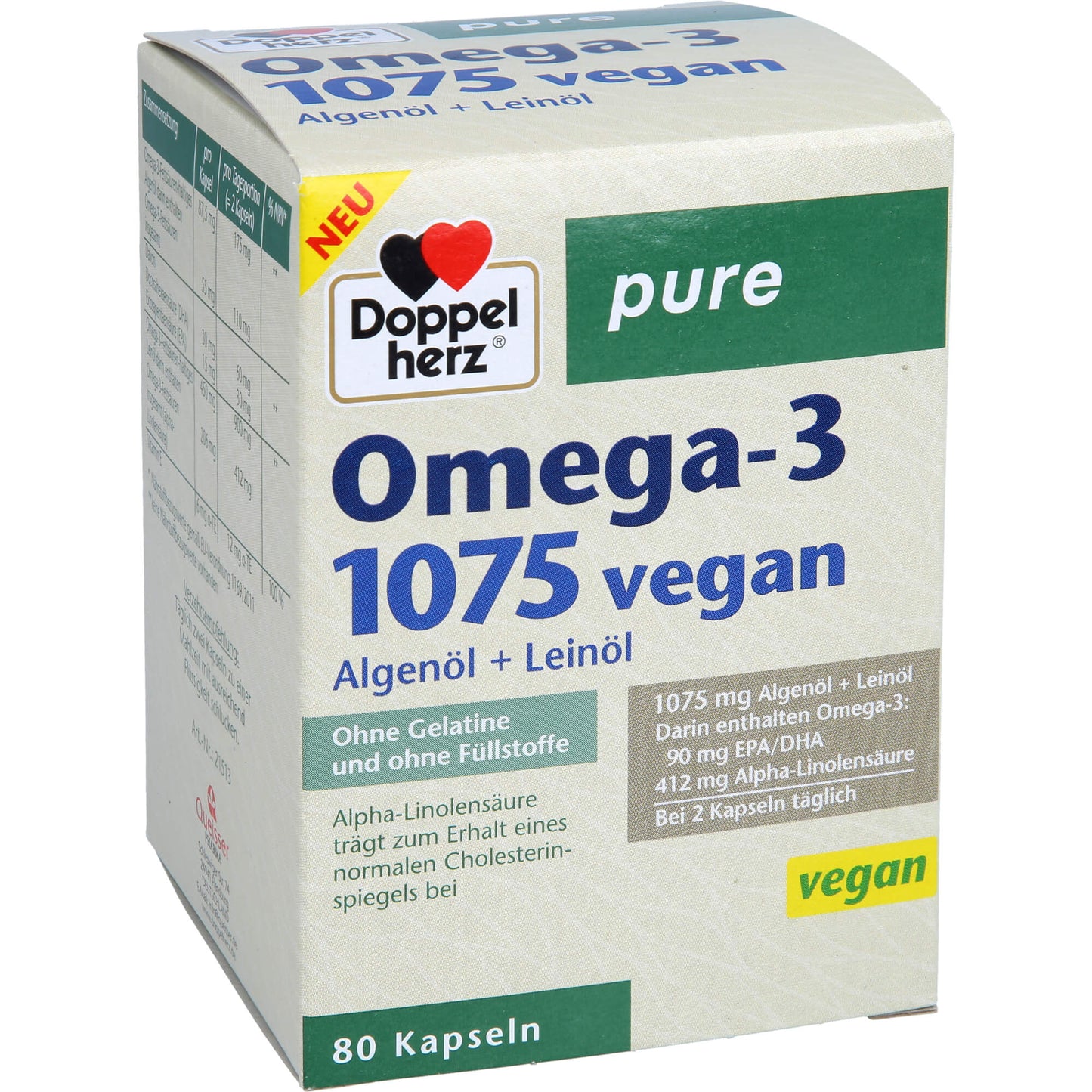 Doppelherz Omega-3 1075 vegan pure 80 ST