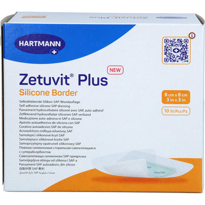 ZETUVIT Plus Silicone Border steril 8x8 cm 10 St