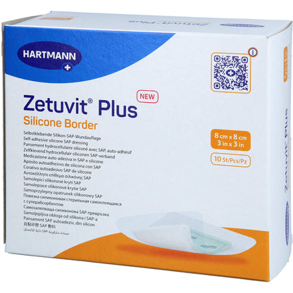 ZETUVIT Plus Silicone Border steril 8x8 cm 10 St