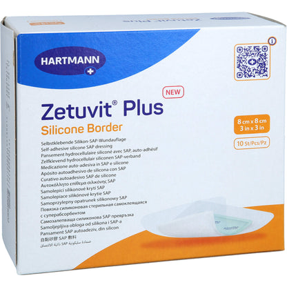 ZETUVIT Plus Silicone Border steril 8x8 cm 10 St
