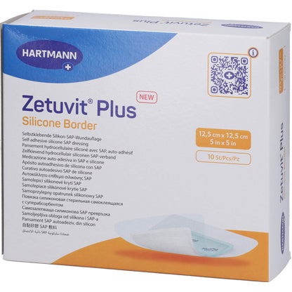 ZETUVIT Plus Silicone Border steril 12,5x12,5 cm 10 St