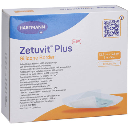 ZETUVIT Plus Silicone Border steril 12,5x12,5 cm 10 St