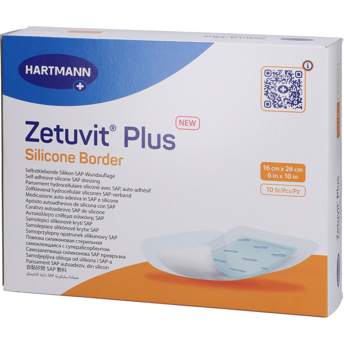 ZETUVIT Plus Silicone Border steril 16x26 cm 10 St
