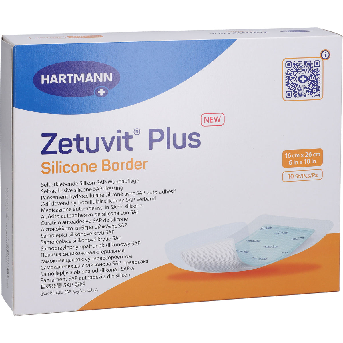 ZETUVIT Plus Silicone Border steril 16x26 cm 10 St
