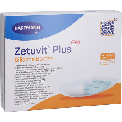 ZETUVIT Plus Silicone Border steril 16x26 cm 10 St