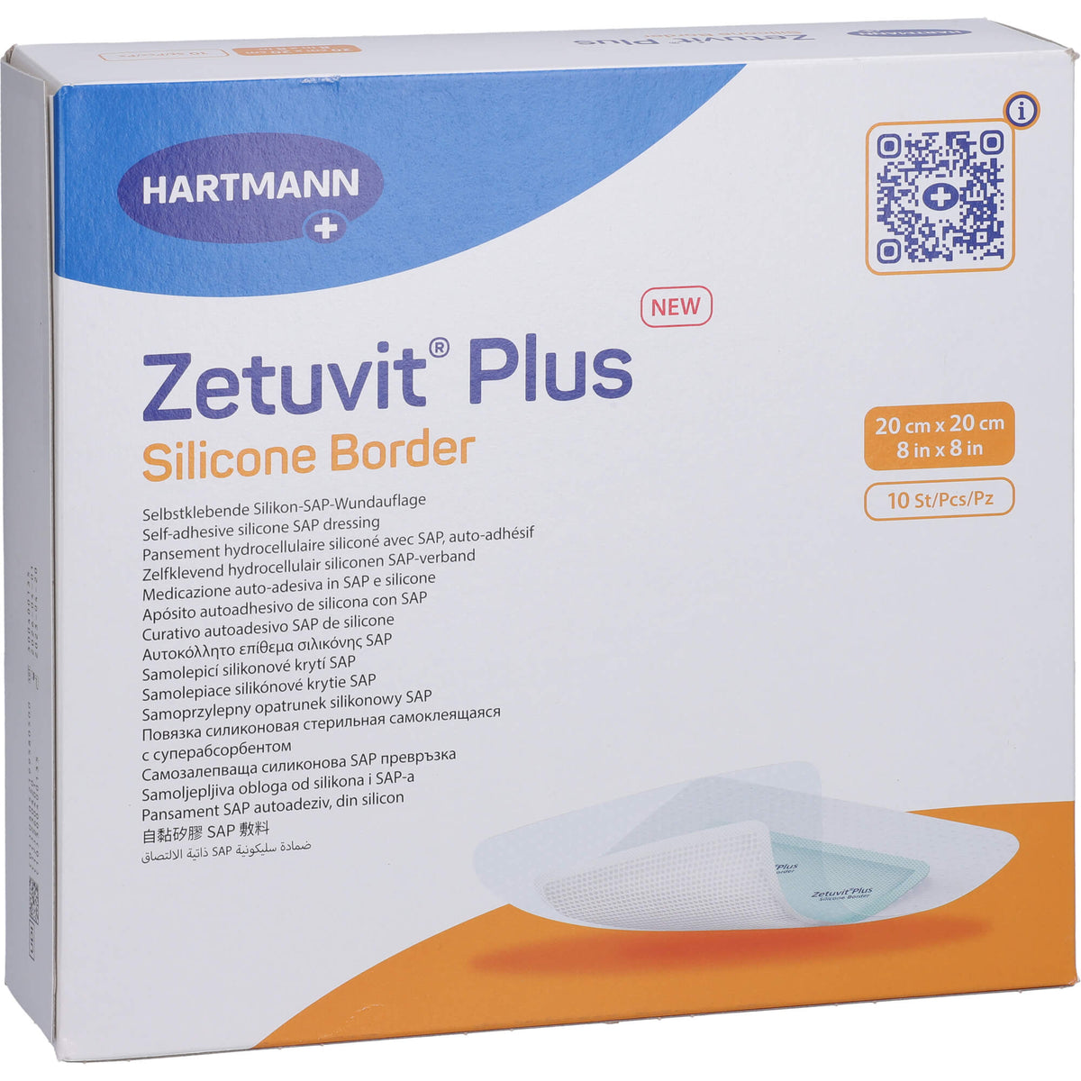 ZETUVIT Plus Silicone Border steril 20x20 cm 10 St