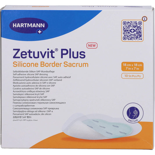 ZETUVIT Plus Silicone Border steril Sacrum 18x18cm 10 St