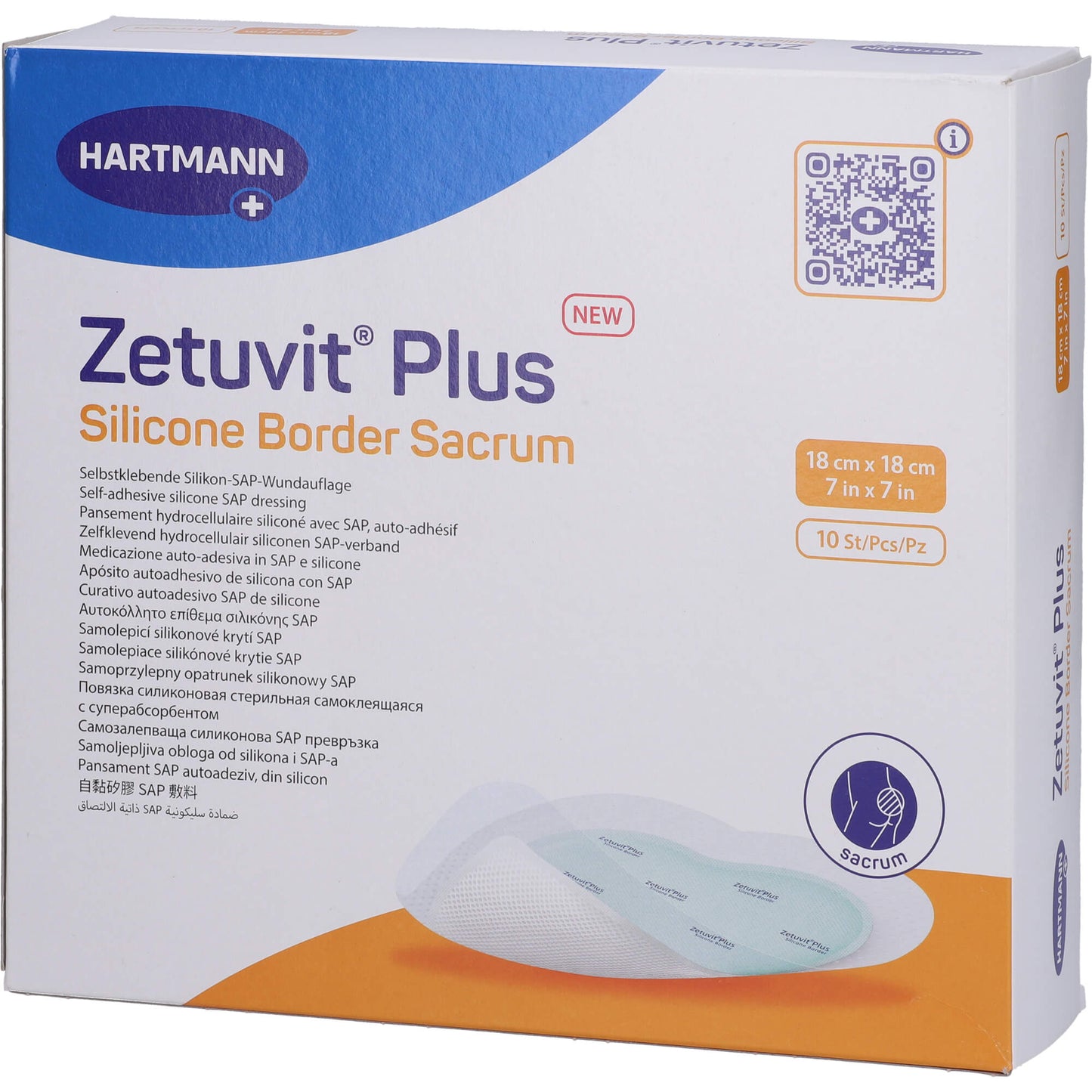 ZETUVIT Plus Silicone Border steril Sacrum 18x18cm 10 St