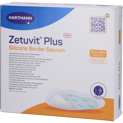 ZETUVIT Plus Silicone Border steril Sacrum 18x18cm 10 St