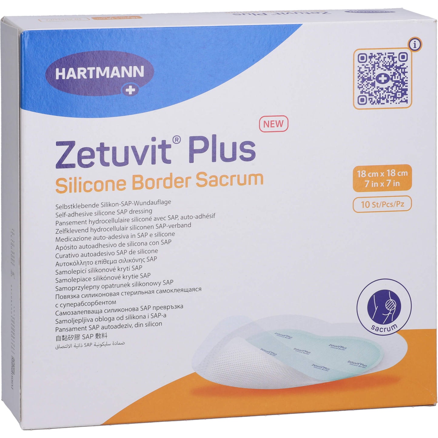 ZETUVIT Plus Silicone Border steril Sacrum 18x18cm 10 St