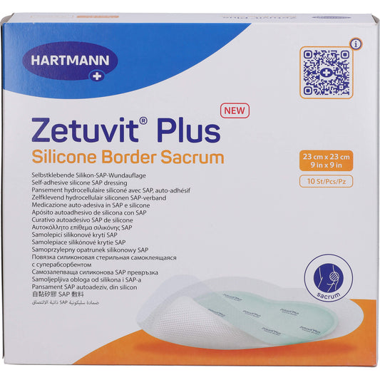 ZETUVIT Plus Silicone Border steril Sacrum 23x23cm 10 St