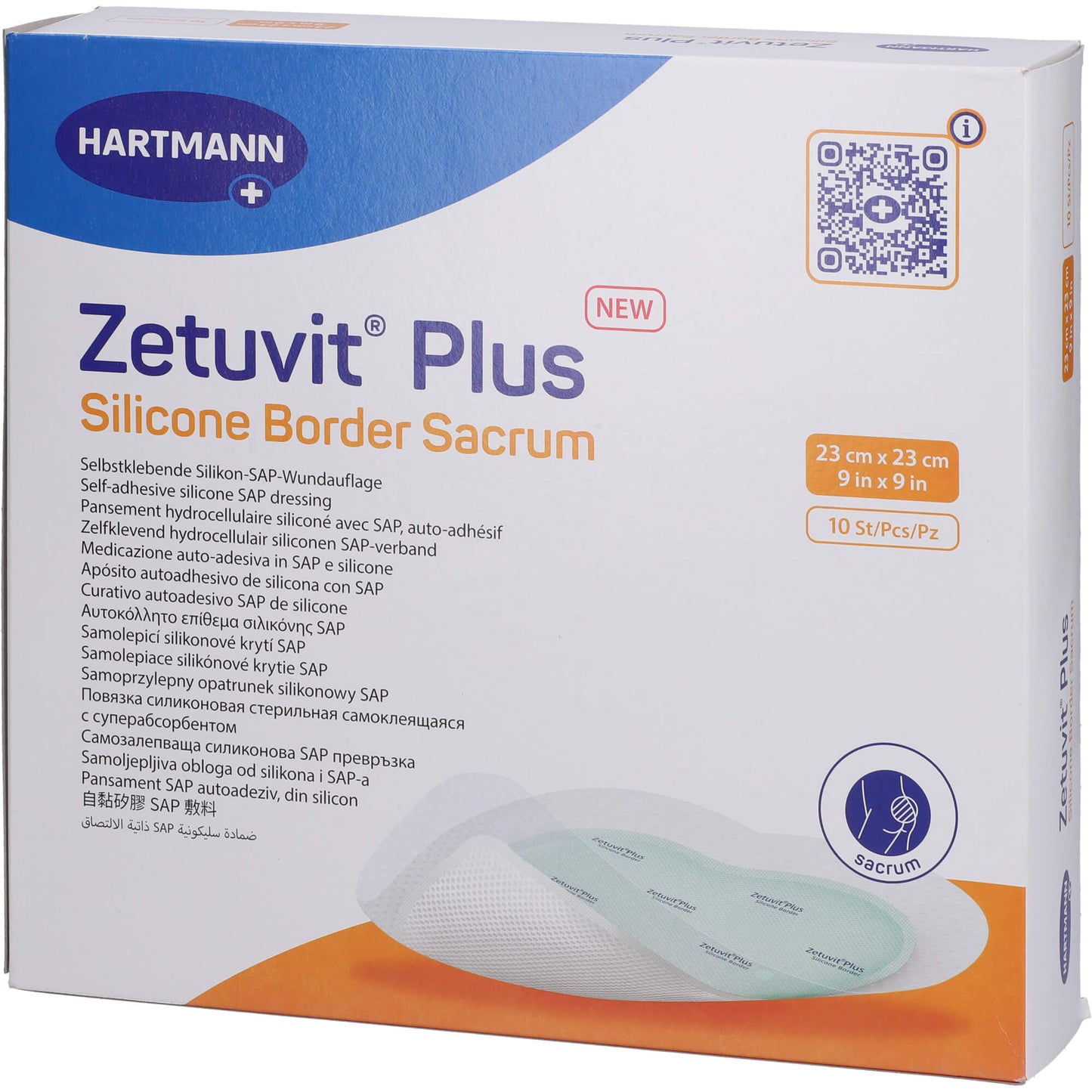ZETUVIT Plus Silicone Border steril Sacrum 23x23cm 10 St