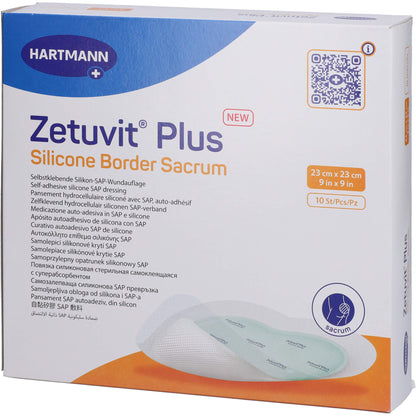 ZETUVIT Plus Silicone Border steril Sacrum 23x23cm 10 St