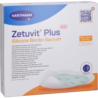 ZETUVIT Plus Silicone Border steril Sacrum 23x23cm 10 St