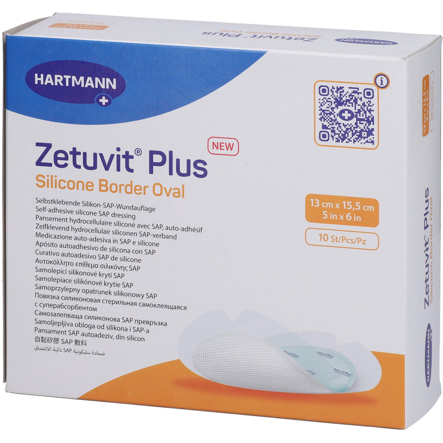 ZETUVIT Plus Silicone Border steril oval 13x15,5cm 10 St
