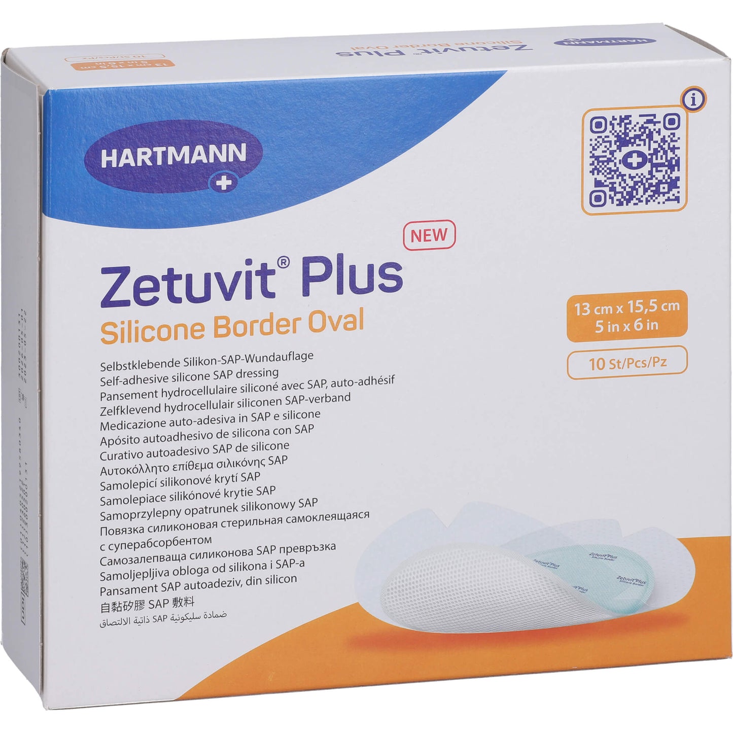 ZETUVIT Plus Silicone Border steril oval 13x15,5cm 10 St