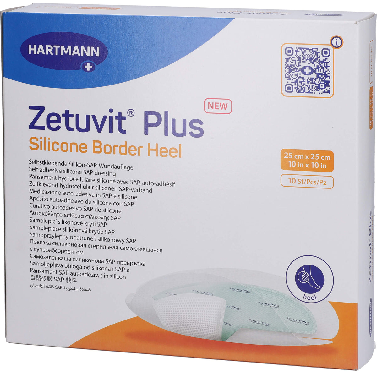 ZETUVIT Plus Silicone Border steril Heel 25x25cm 10 St