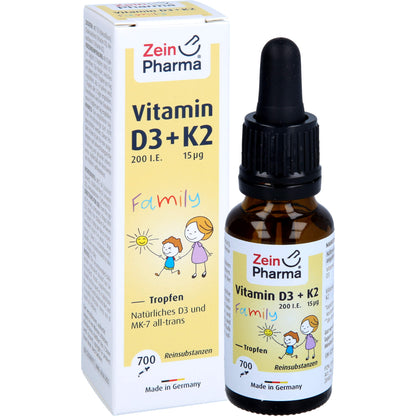 VITAMIN D3+K2 MK-7 all trans Family Tropf.z.Einn. 20 ml