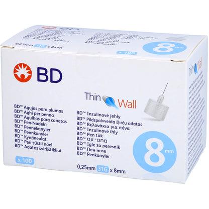 BD THIN Wall Pen-Nadeln 0,25 31 Gx8 mm 100 St