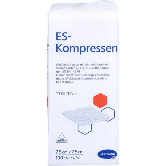 ES-KOMPRESSEN unsteril 7,5x7,5 cm 12fach 100 St