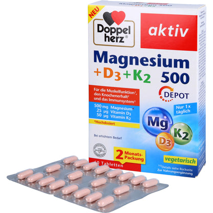 Doppelherz Magnesium 500 + D3 + K2 Depot 60 ST