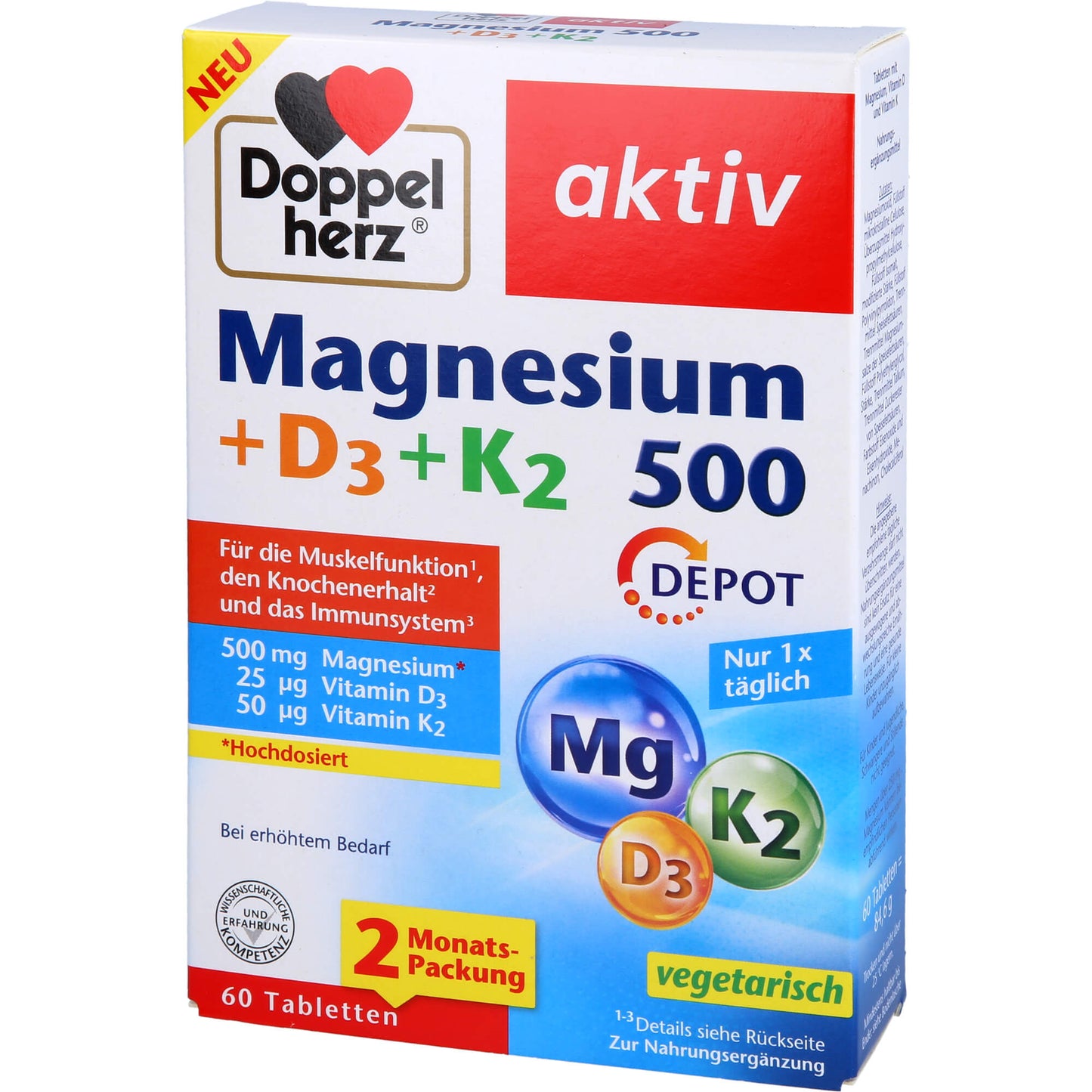 Doppelherz Magnesium 500 + D3 + K2 Depot 60 ST