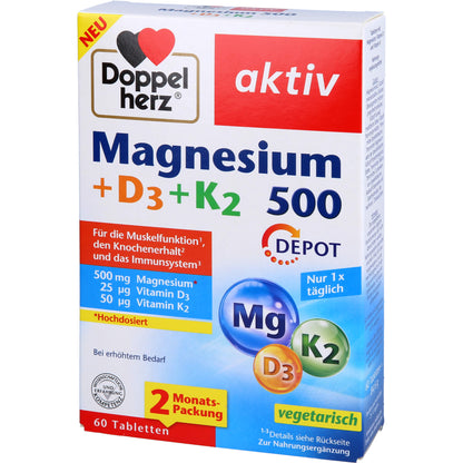 Doppelherz Magnesium 500 + D3 + K2 Depot 60 ST